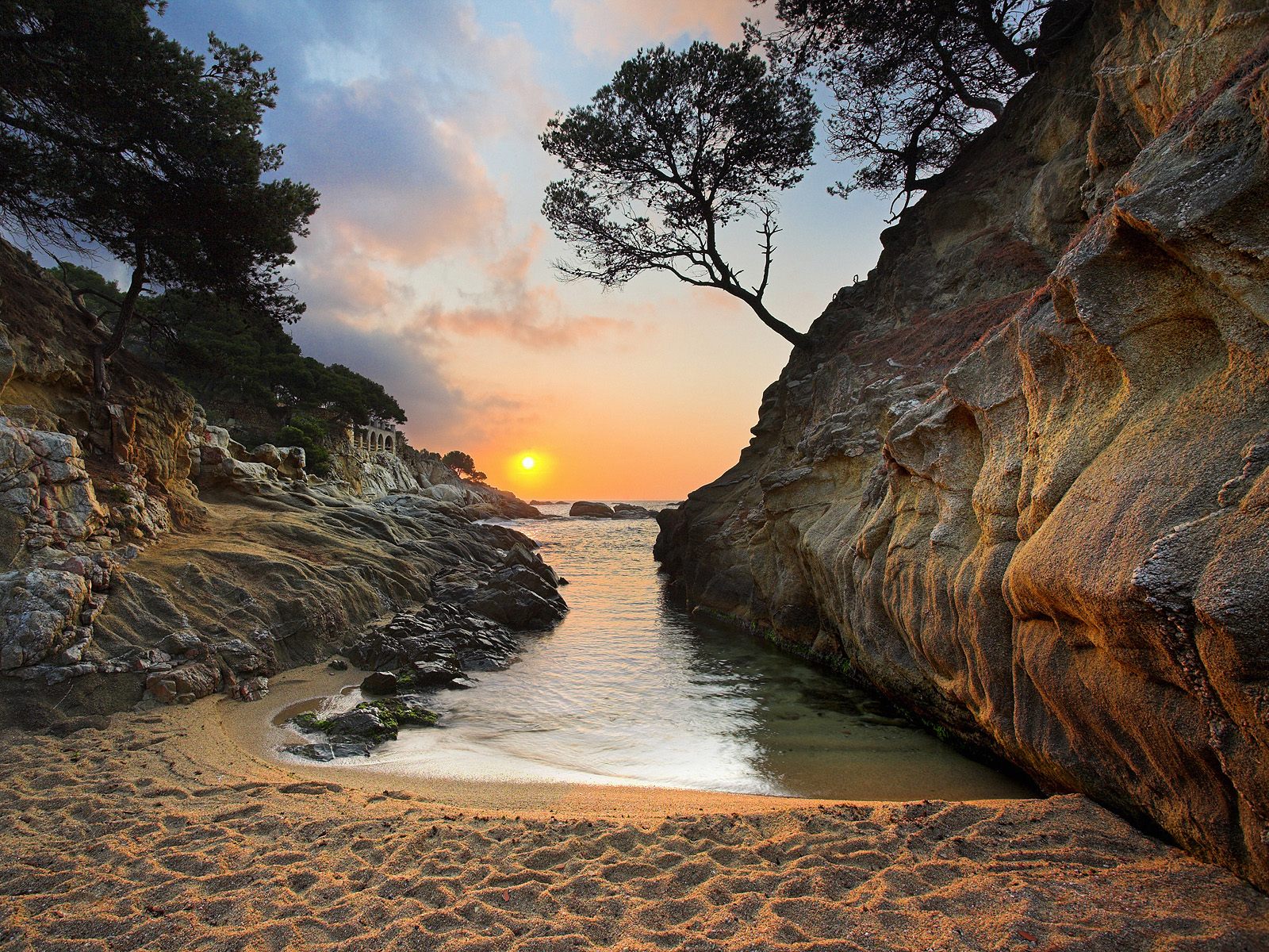 3d обои Красивый залив на берегу Греции  солнце # 81782