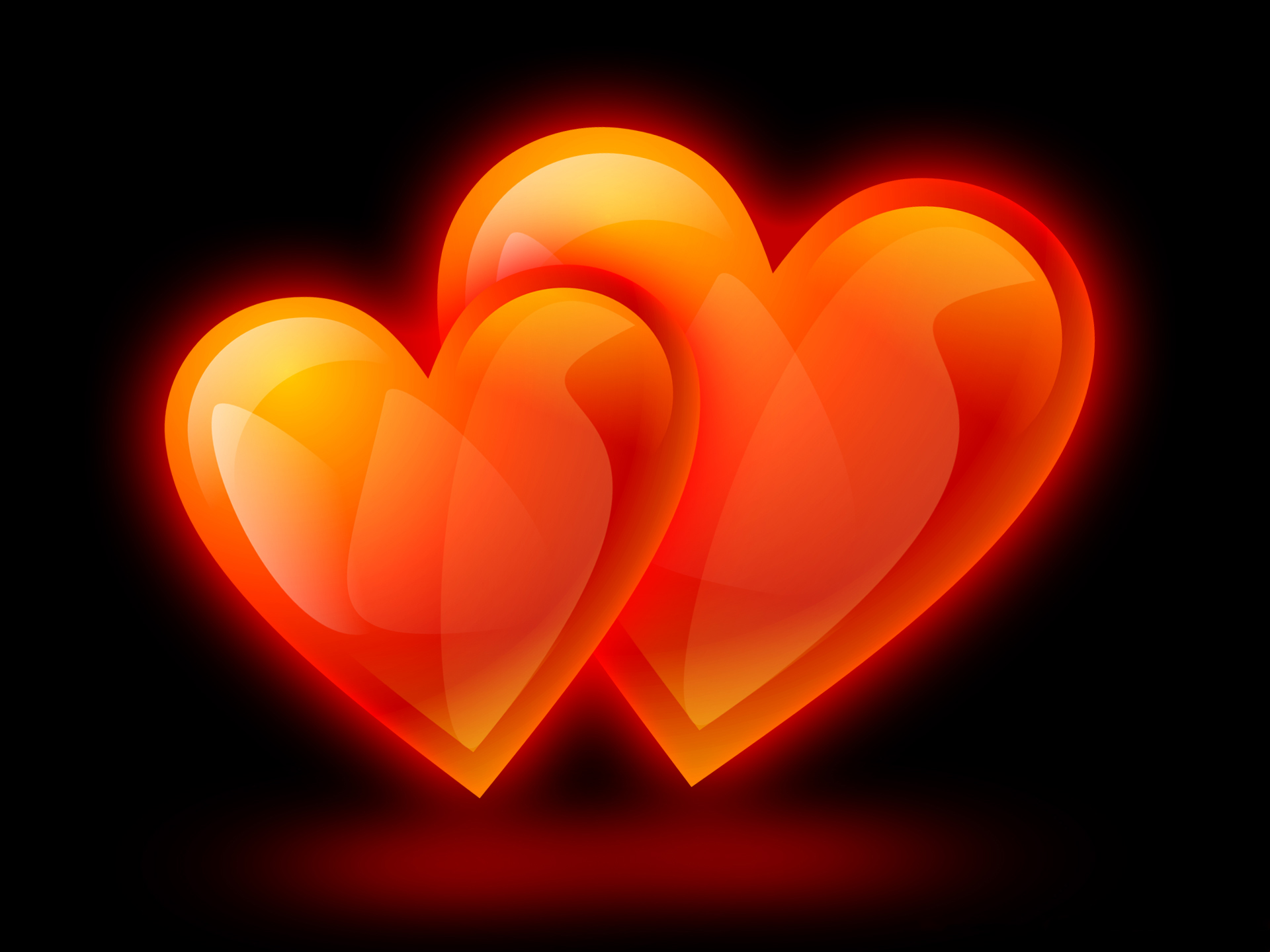 3d обои Два огненных сердца  сердечки # 79829