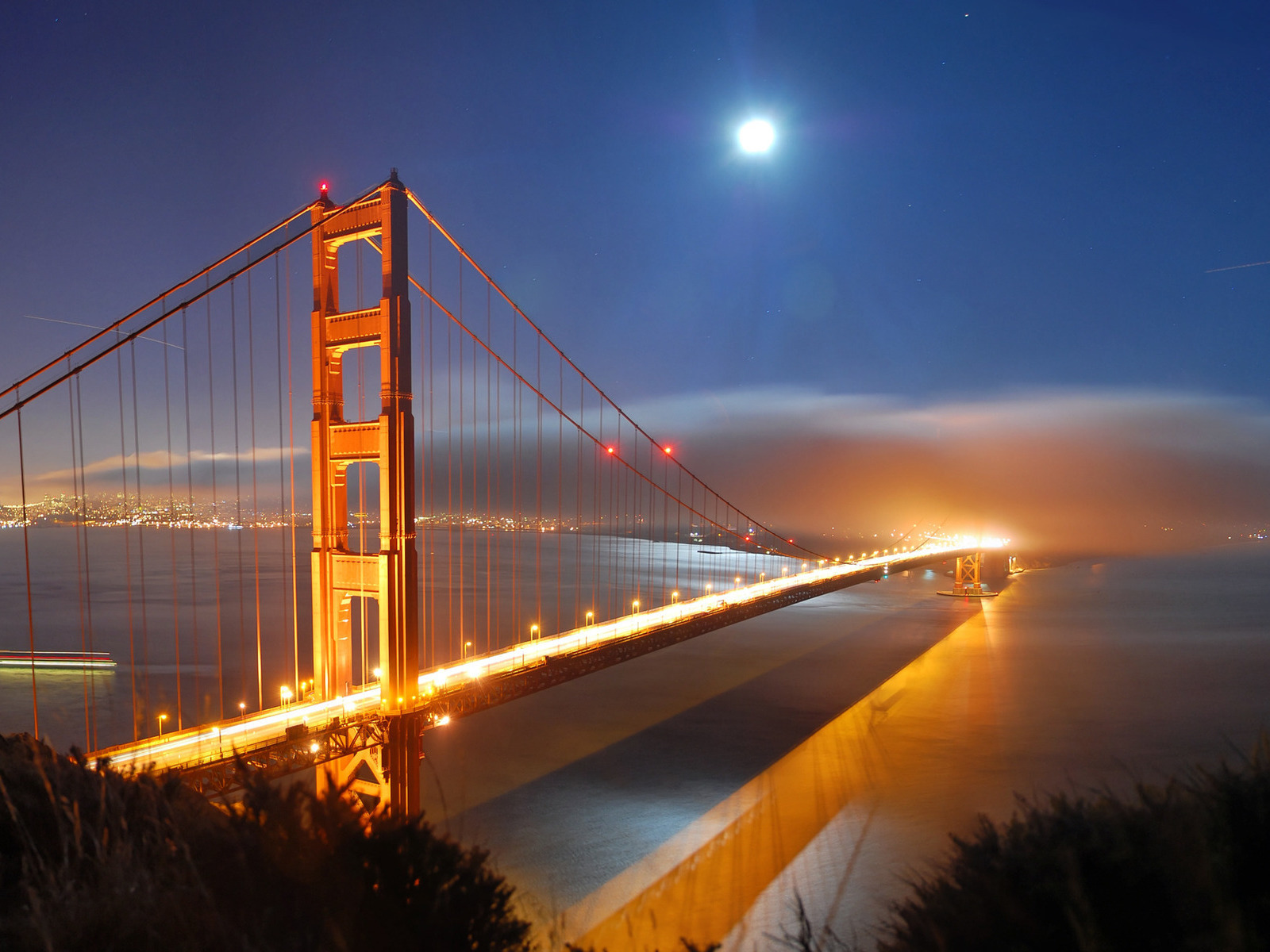 3d обои Мост Золотые ворота (Сан-Франциско)  луна # 51507