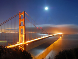 3d обои Мост Золотые ворота (Сан-Франциско)  луна