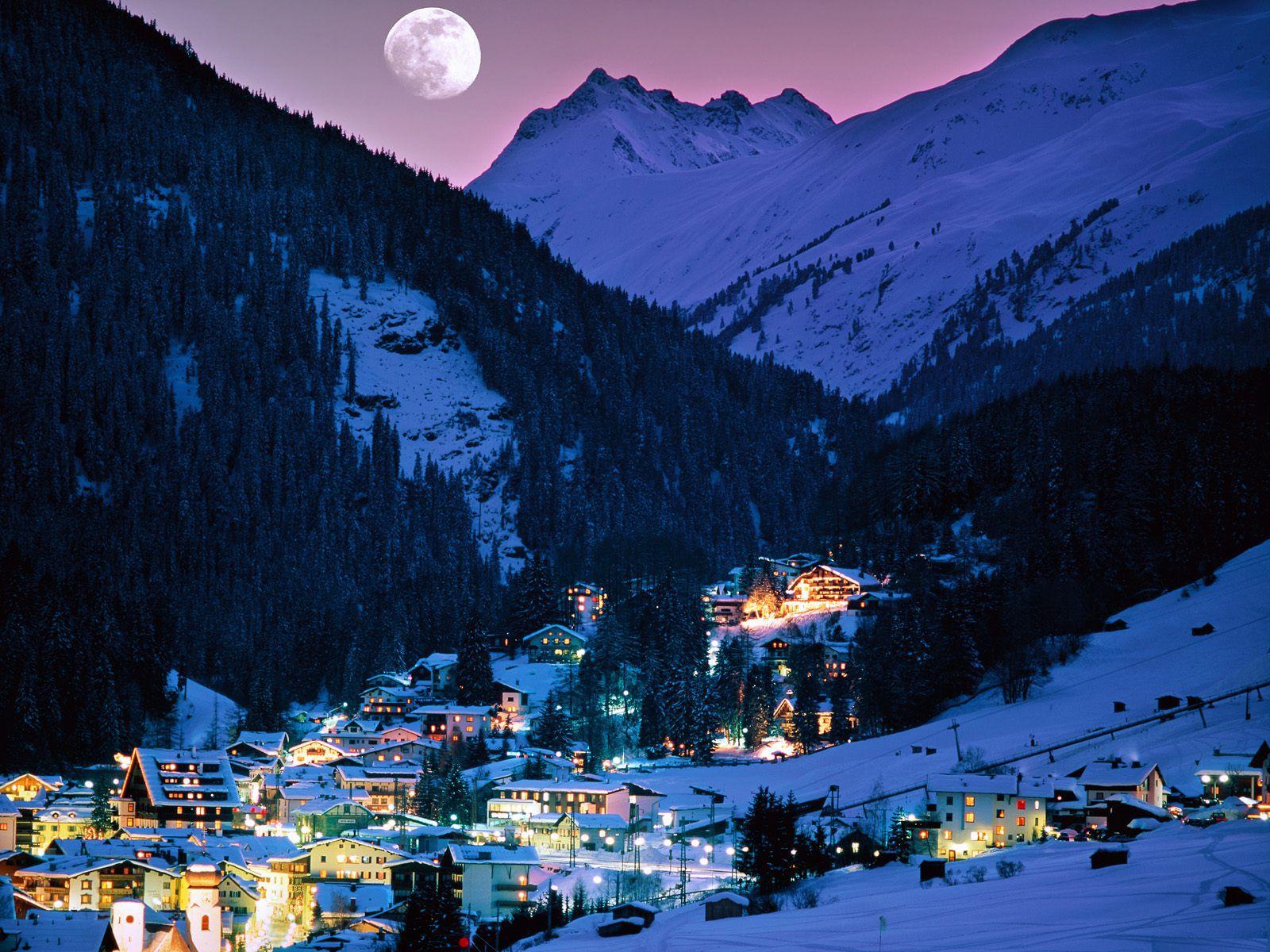 3d обои Посёлок в горах (Австрия)  снег # 80680