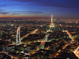 3d обои Город Париж сверху ночью.  город