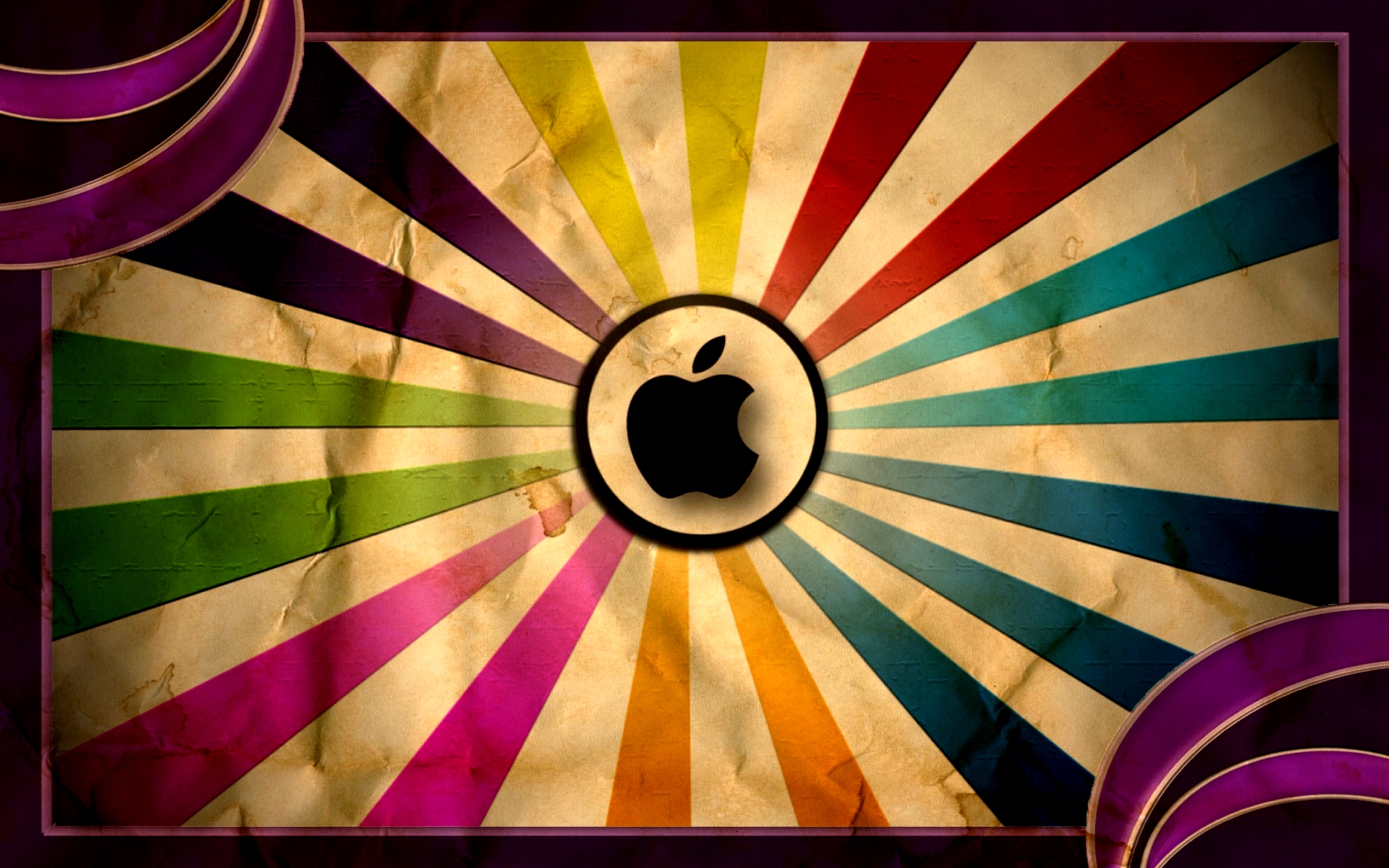 3d обои Разноцветный логотип известной фирмы Apple  бренд # 21089