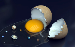 3d обои Абстракция - Создание Вселенной - Большой Взрыв , на примере разбитого яйца  космос