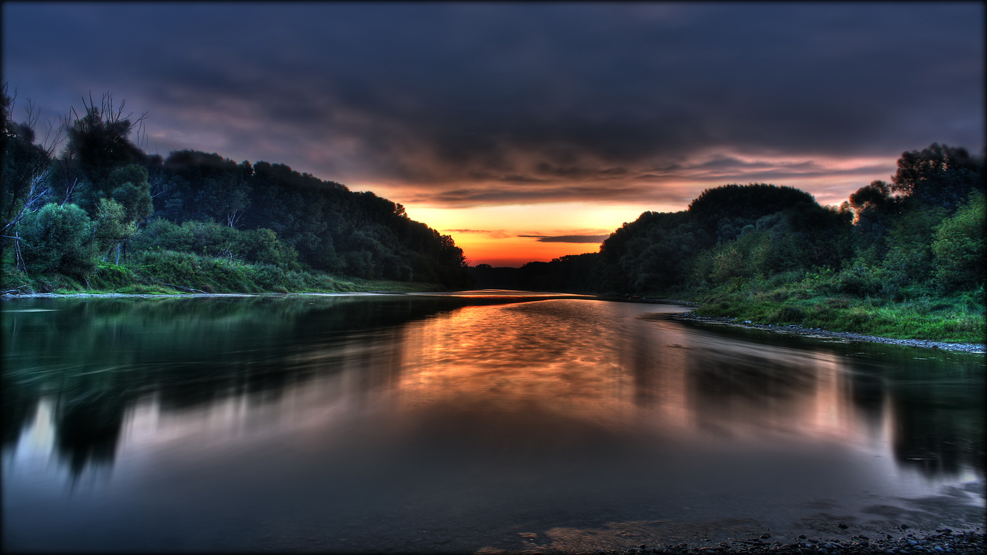 3d обои Красивейшие берега Амазонки на закате солнца  солнце # 81761