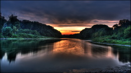 3d обои Красивейшие берега Амазонки на закате солнца  лес
