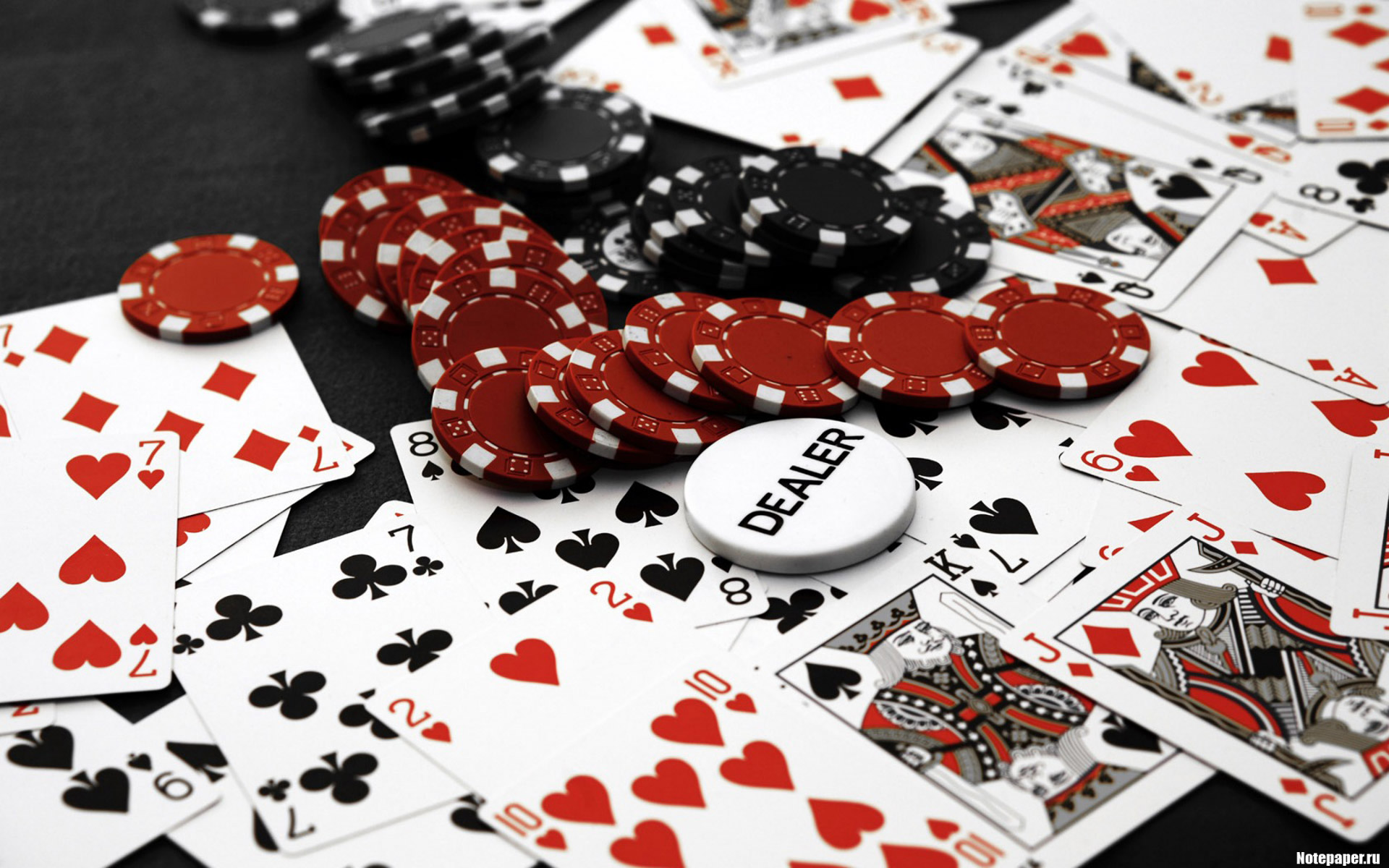 3d обои Всё что нужно для игры в покер: карты, фишки, DEALER  игры # 41699