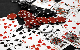 3d обои Всё что нужно для игры в покер: карты, фишки, DEALER  игры