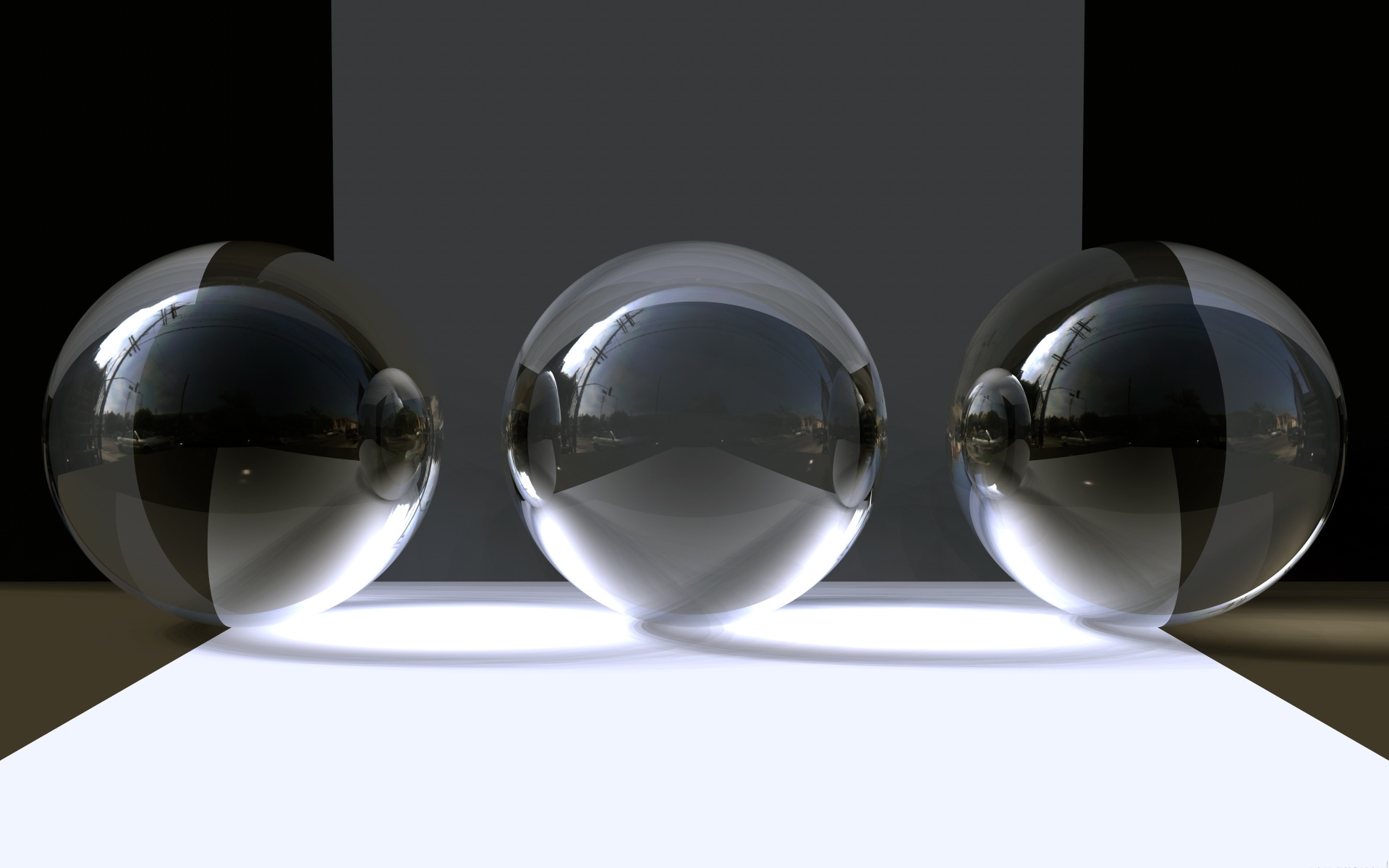3d обои Три прозрачных шара  3d графика # 17586