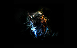 3d обои Воин с магическим мечем обнимает эльфийку с луком Warcraft  игры