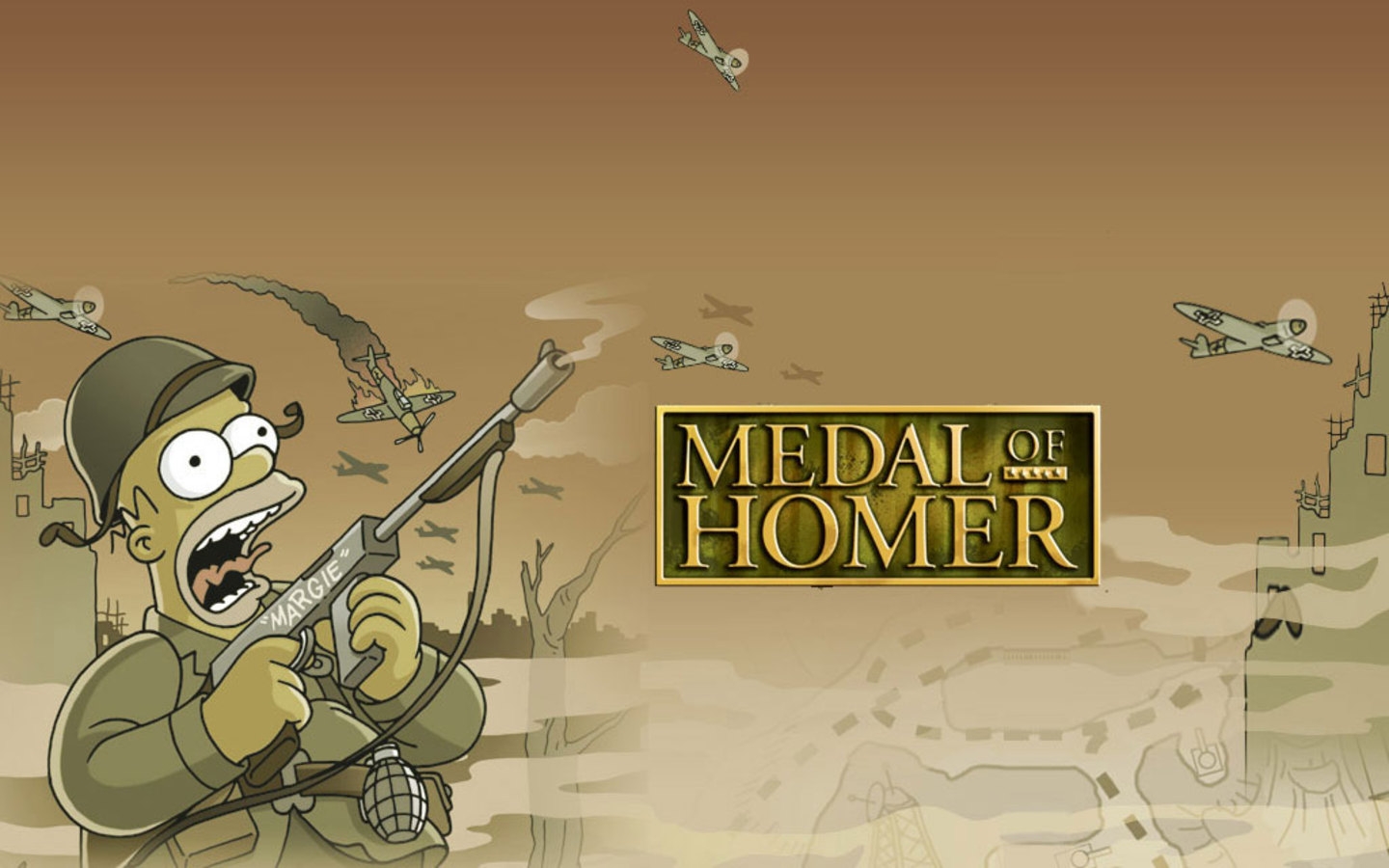 3d обои Гомер Симпсон стреляет по самолетам (MEDAL of HOMER)  игры # 41695
