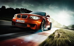 3d обои BMW M1 Coupe, фото автомобиля красного цвета.  дороги