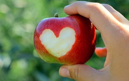 3d обои Сердце вырезанное в яблоке  любовь