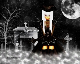 3d обои Готичная девушка зимней ночью на кладбище (The crypt keeper wallpaper by Desdi)  луна