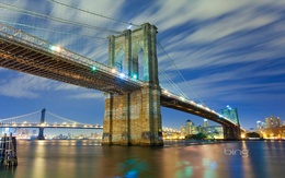 3d обои Вечерний Бруклинский мост (Bing)  мосты