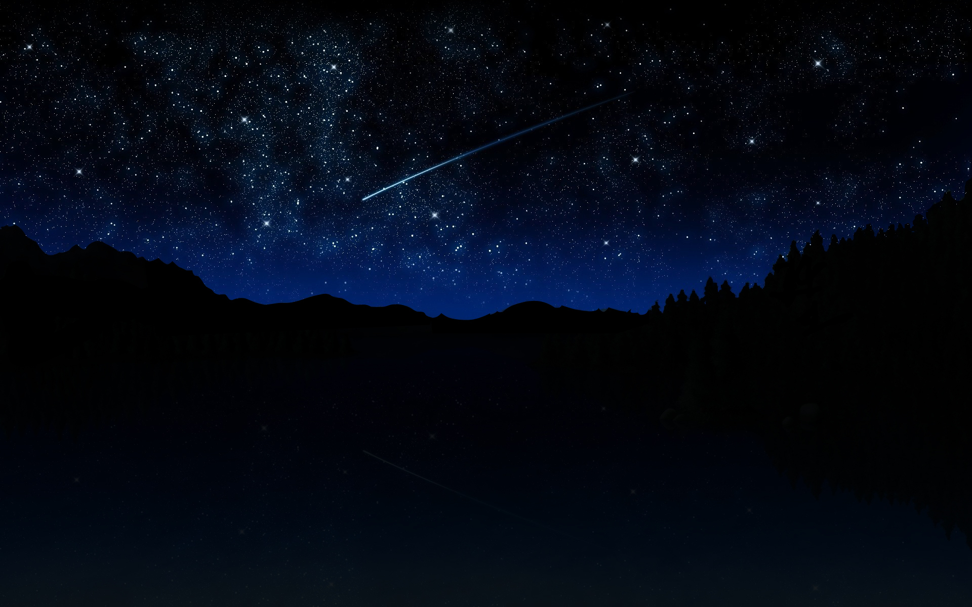 3d обои Звездное небо над горами  ночь # 67582