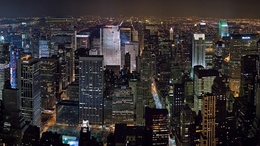 3d обои Нью Йорк (США), вид из окна самолета  ночь