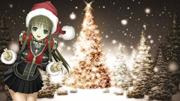 3d обои Аниме девушка в рождественском лесу  новый год