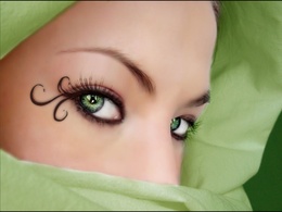 3d обои Лицо девушки с зелёными глазами  глаза