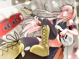 3d обои Вокалоид Мегурине Лука играет на гитаре  аниме