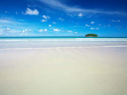 3d обои Морской пляж с видом на остров  море