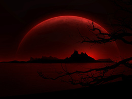 3d обои Кроваво-красная луна повисла на Землей  фэнтези