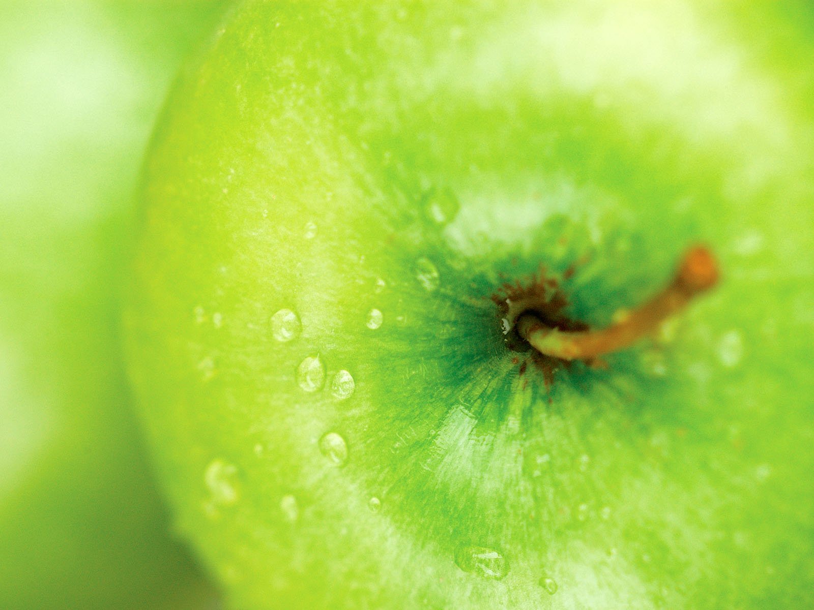 3d обои Зеленое яблоко  капли # 44335