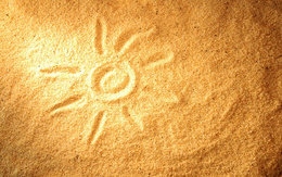 3d обои Солнце нарисованное на пшене  солнце