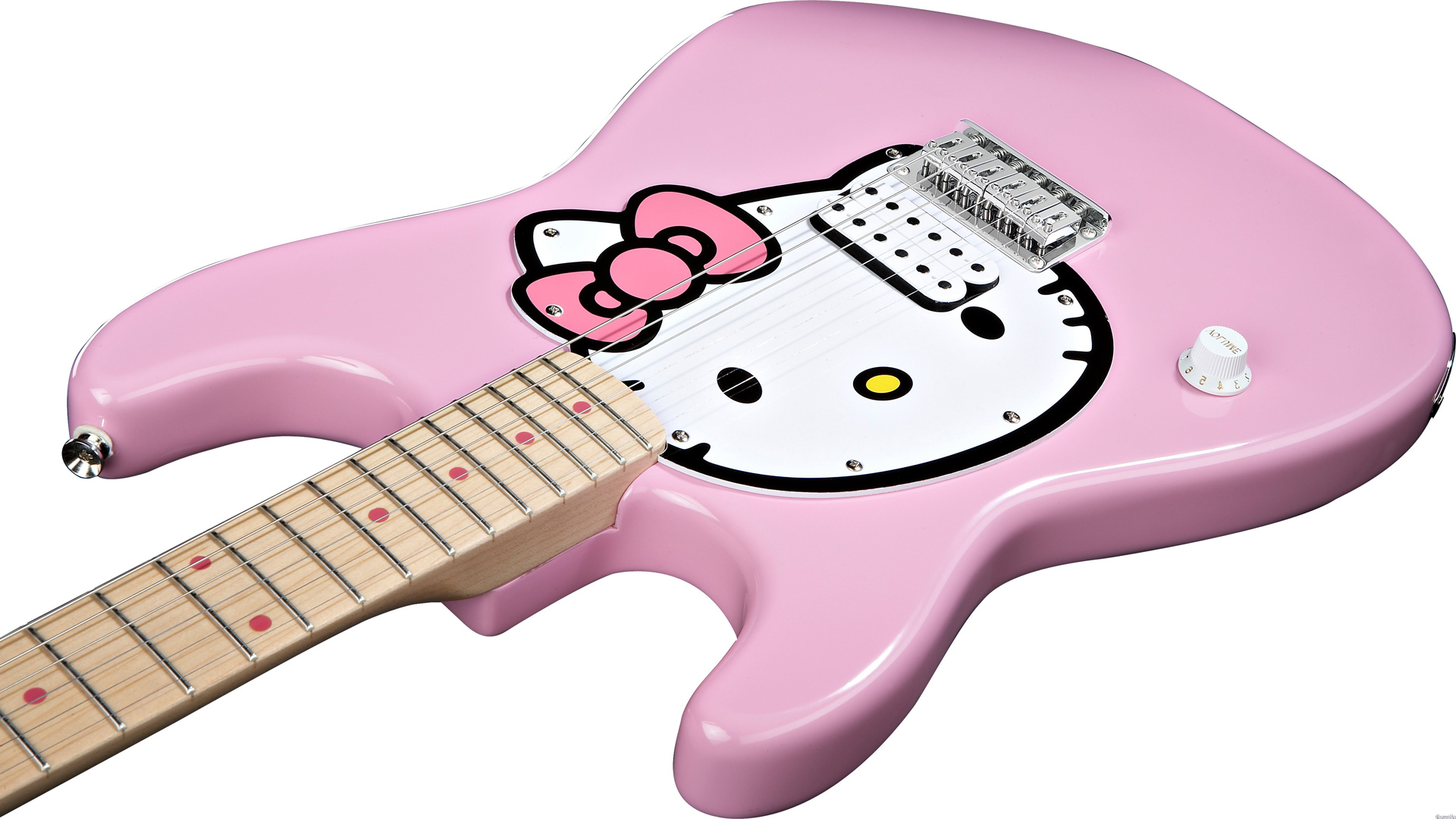 3d обои Розовая электрогитара с Kitty  музыка # 59155