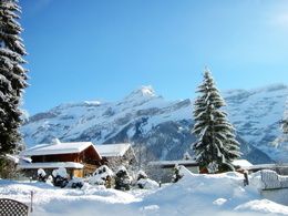 3d обои Домики в горах  зима