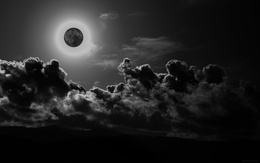 3d обои Солнечное затмение, чёрно-белое фото  черно-белые