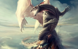 3d обои Дракон на горе  драконы