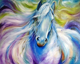 3d обои Красивый конь нарисованный красками  лошади