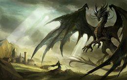 3d обои Общение с драконом  драконы