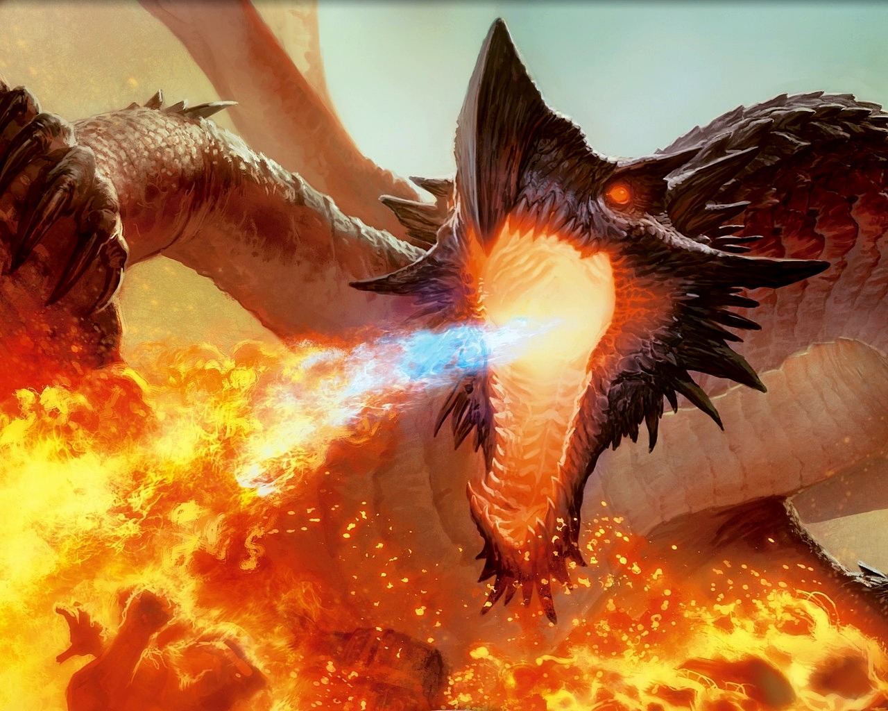3d обои Огнедышащий дракон  драконы # 35877