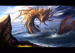 3d обои Симпатичные водяные драконы  вода