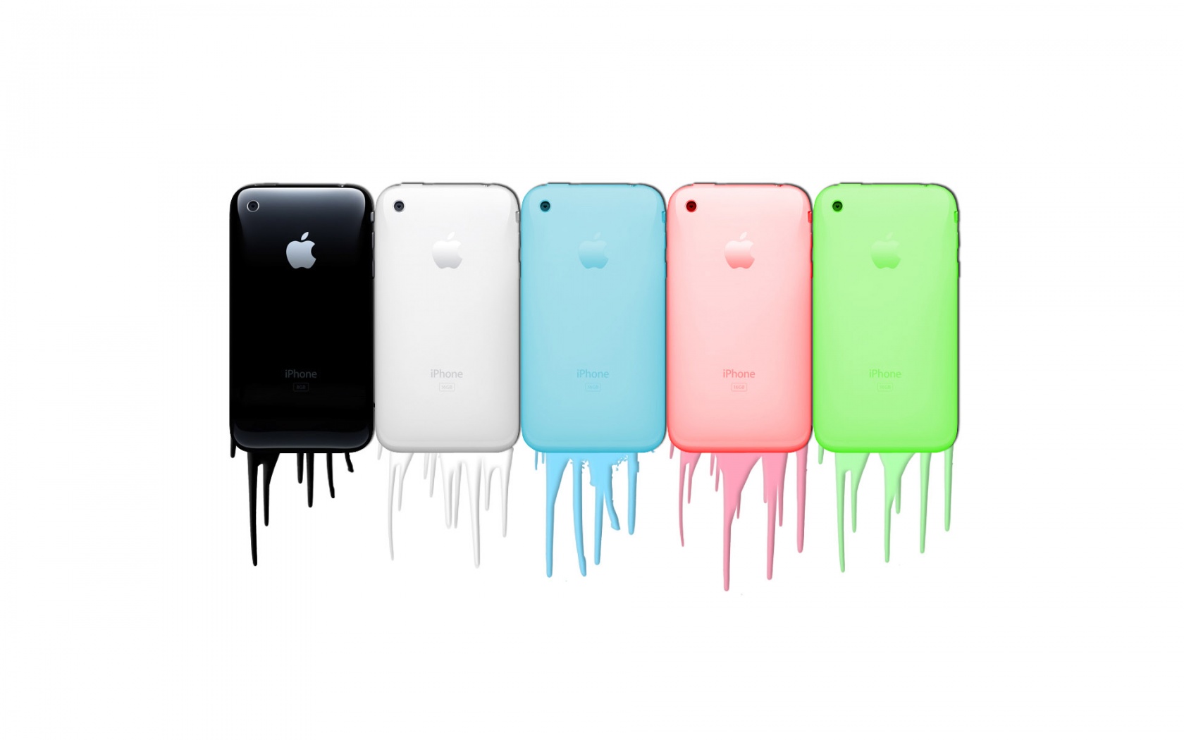 3d обои Айфоны / iPhone пяти цветов  техника # 82901