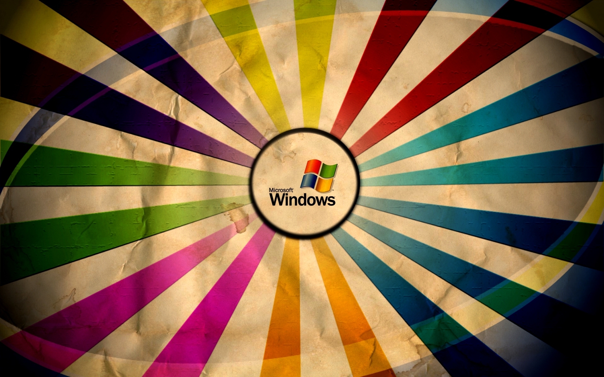 3d обои Логотип Microsoft Windows в виде разноцветного солнца  позитив # 68595