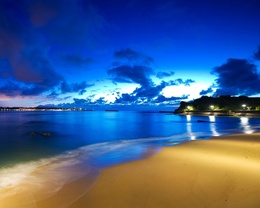 3d обои Ночной пляж во Франции  море