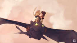 3d обои Иккинг и Астрид целуются верхом на Беззубике черновой кадр из мультфильма «Как приручить дракона»  драконы