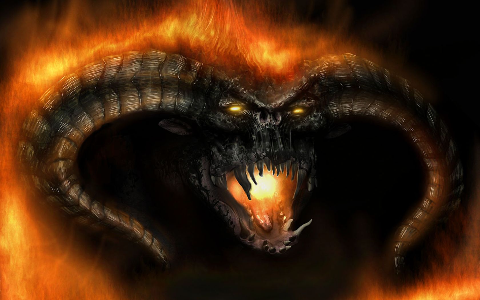 3d обои Дракон в огне  драконы # 35885