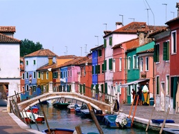 3d обои Яркие улочки Венеции  вода