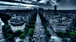 3d обои Одна из широких улиц Парижа в HDR  ретушь