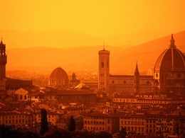 3d обои Вид на итальянский город Флоренция / Florence регион Таскана на закате  1920х1440