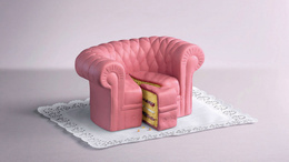 3d обои Тортик в виде розового кресла  прикольные