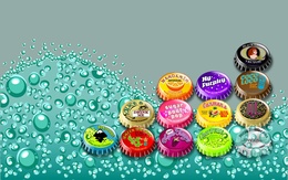 3d обои Крышки от газированных напитков (Black Label, Coco Loco, QL, Hy-Purpley, Orange, Alices, Sugar Poof-pop, Inkscape, Chartreuse)  3d графика
