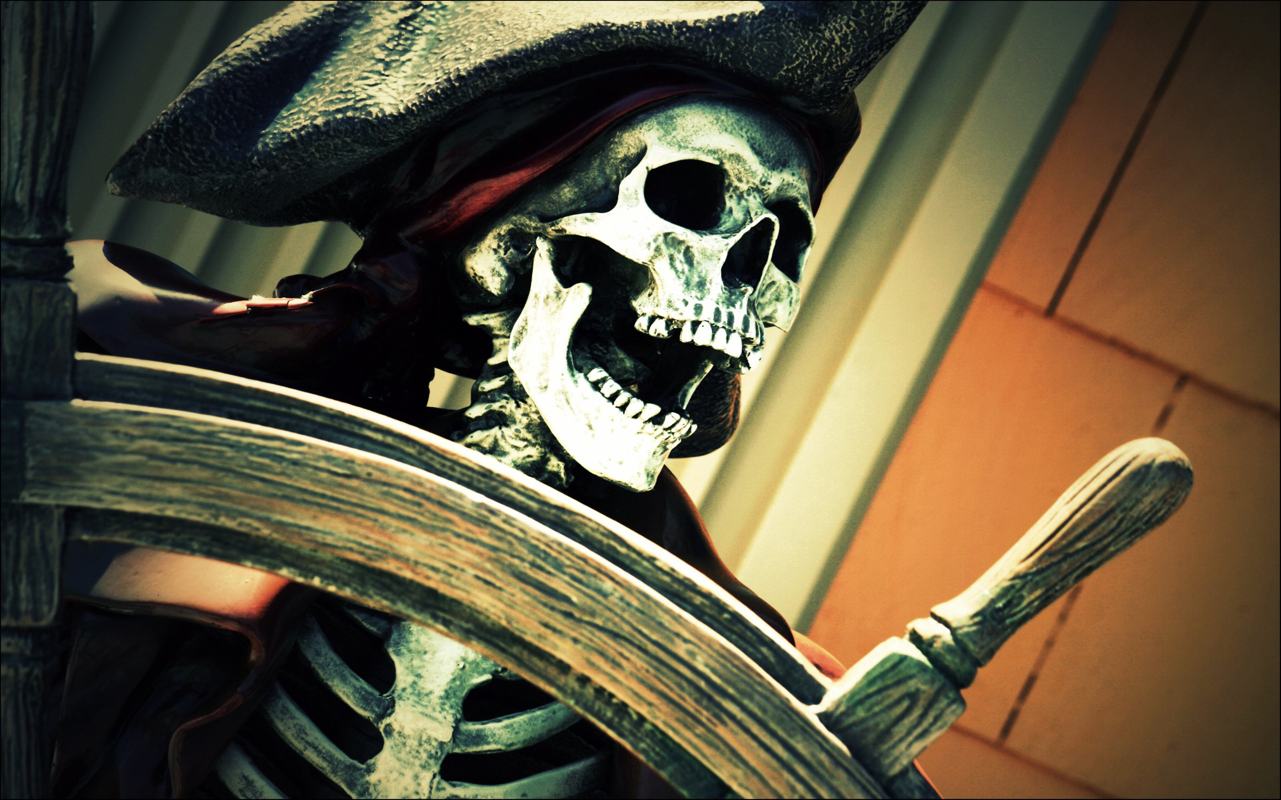 3d обои Скелет пирата у штурвала  готические # 26017