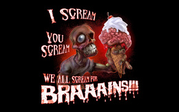 3d обои Зомби с мороженным из мозгов (I scream you scream we all scream for BRAAAINS!!!)  монстры