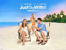 3d обои Адам Сэндлер (Adam Sandler) и Джэнифер Энистон (Jennifer Aniston) в фильме Притворись моей женой / Just Go With It (february 11)  известные люди