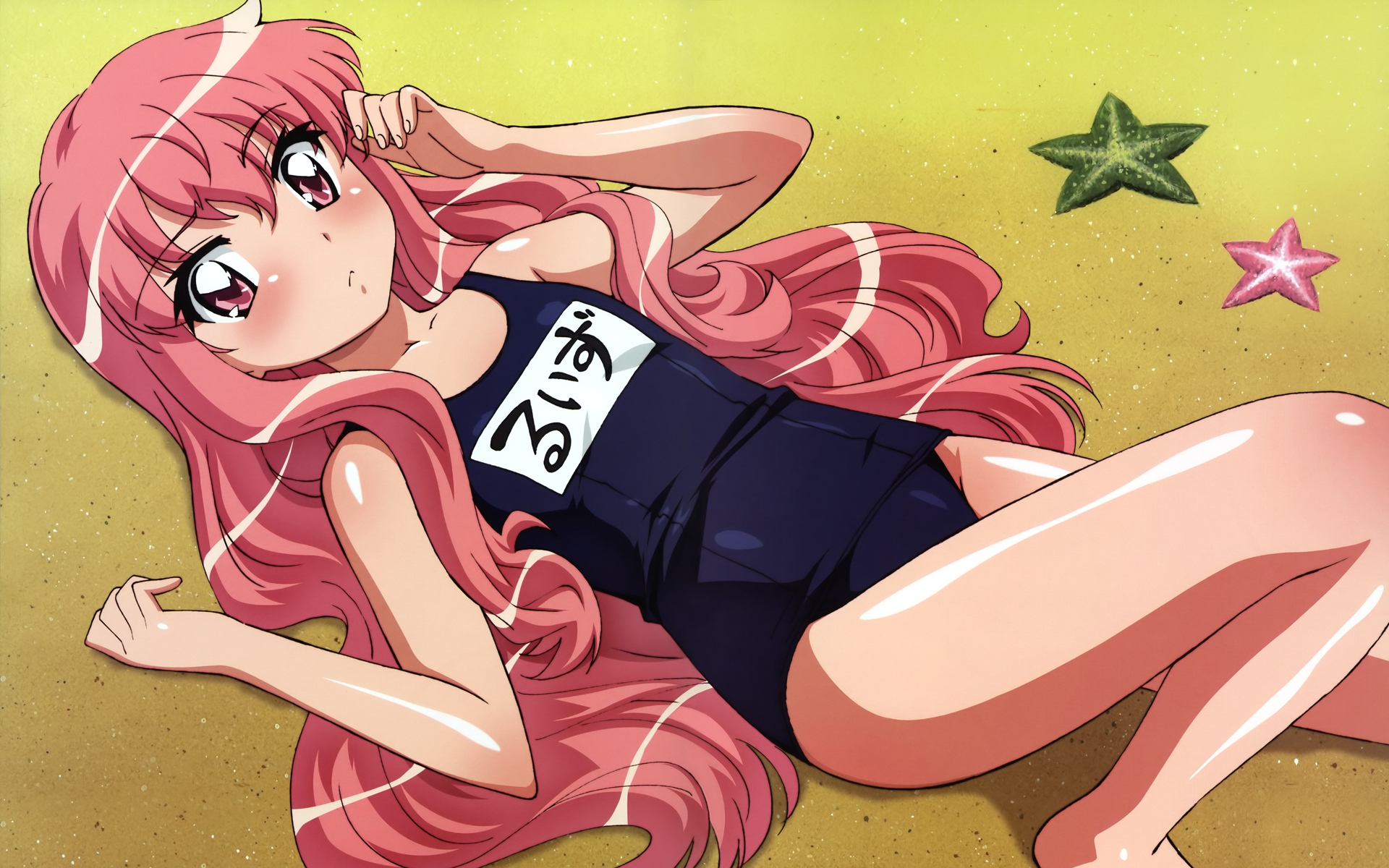 3d обои Луиза Франусалаза в типичном японском школьном купальнике, аниме Подручный бездарной Луизы  лето # 50492